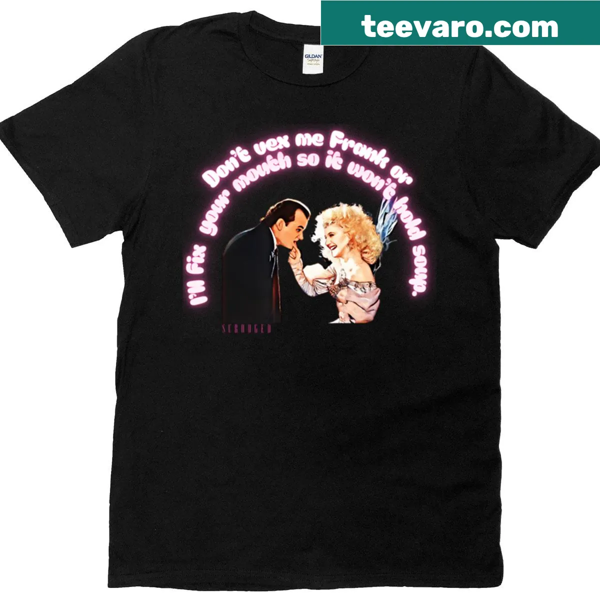 Oversized tee with 'Don't Vex Me Frank' text design — on a men's t-shirt