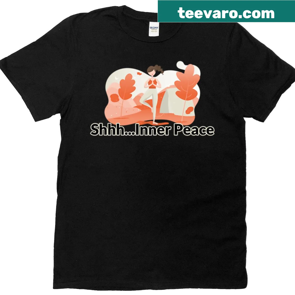 Calm typography 'Shhh Inner Peace' on a comfortable t-shirt — on a men's t-shirt