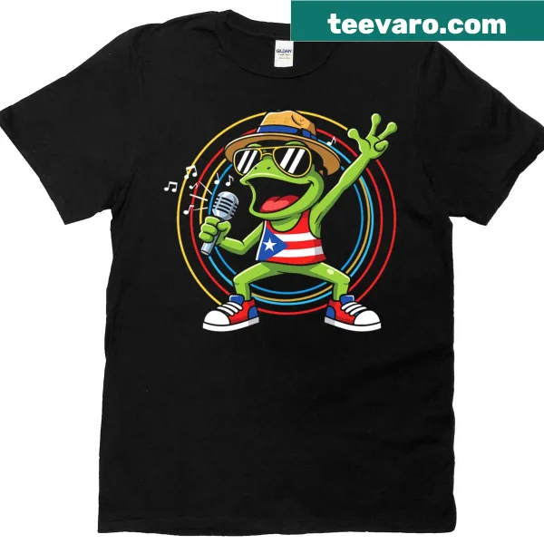 Coqui frog wearing sunglasses and a boricua hat