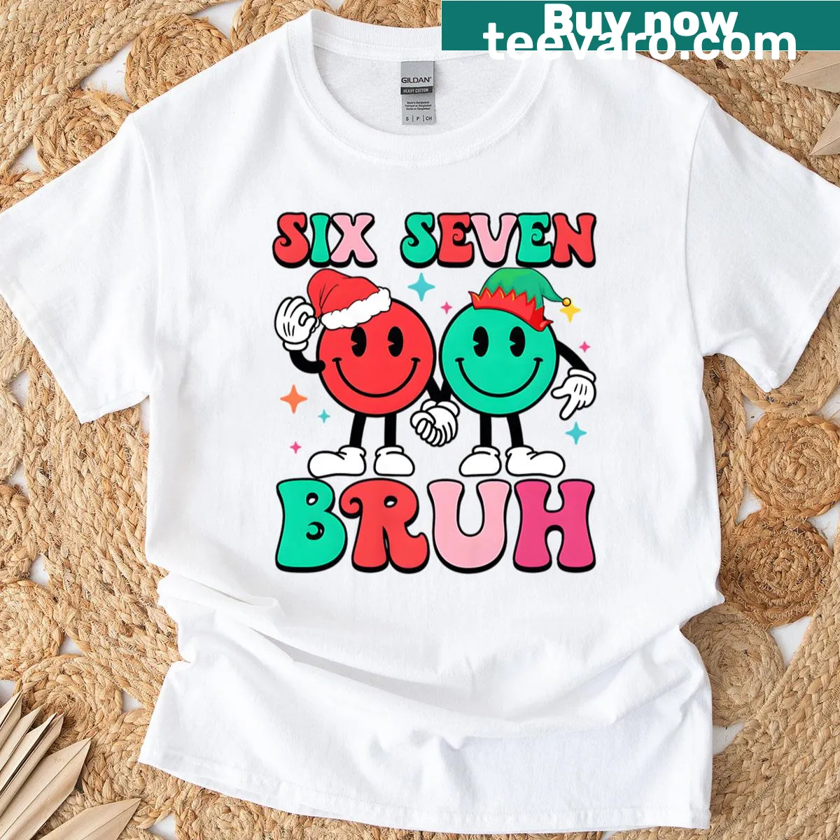 Funny Six Seven Xmas design on kids Christmas t-shirt — on a men's t-shirt