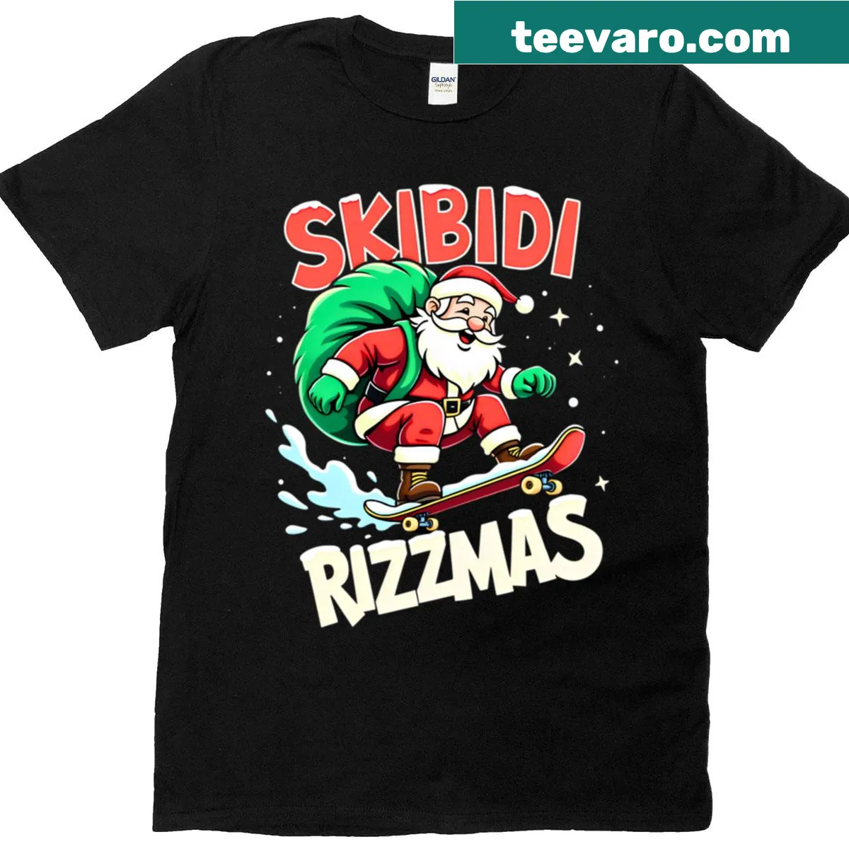 T-shirt featuring the cheerful 'Skibidi Rizzmas' graphic for Christmas 2024 — on a men's t-shirt