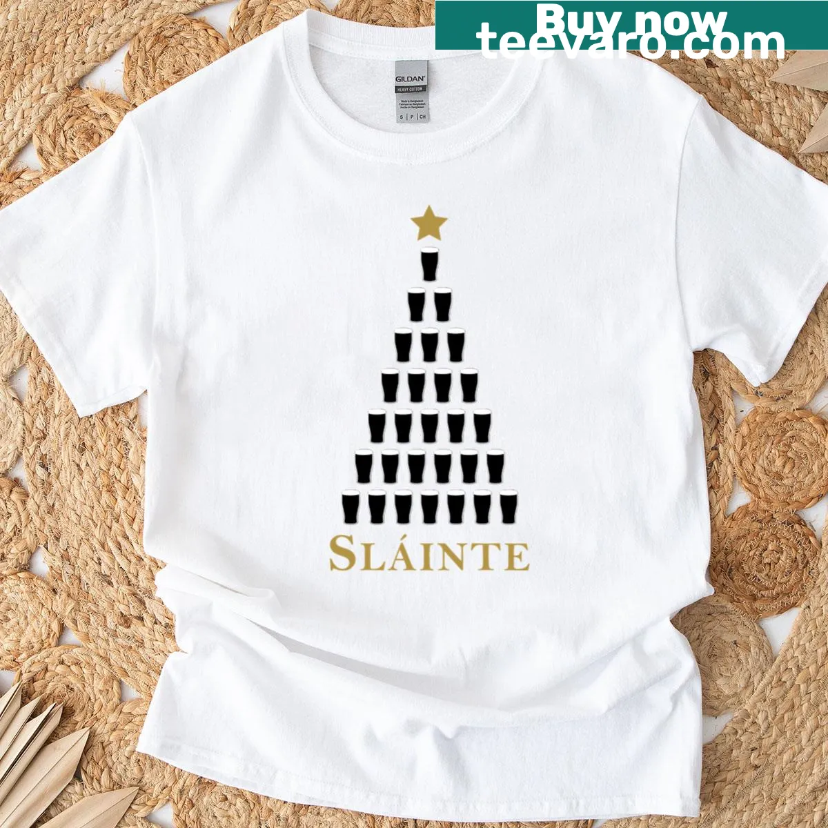 Irish Christmas tree graphic on a festive t-shirt — on a men's t-shirt