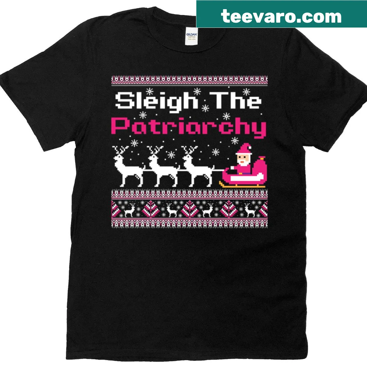 Feminist T-shirt with festive slogan for Christmas — on a men's t-shirt