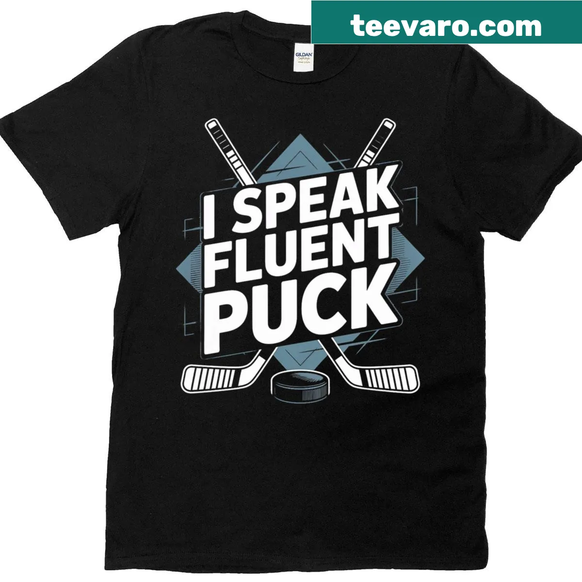 T-shirt with the phrase 'Speak Fluent Puck' for hockey lovers — on a men's t-shirt
