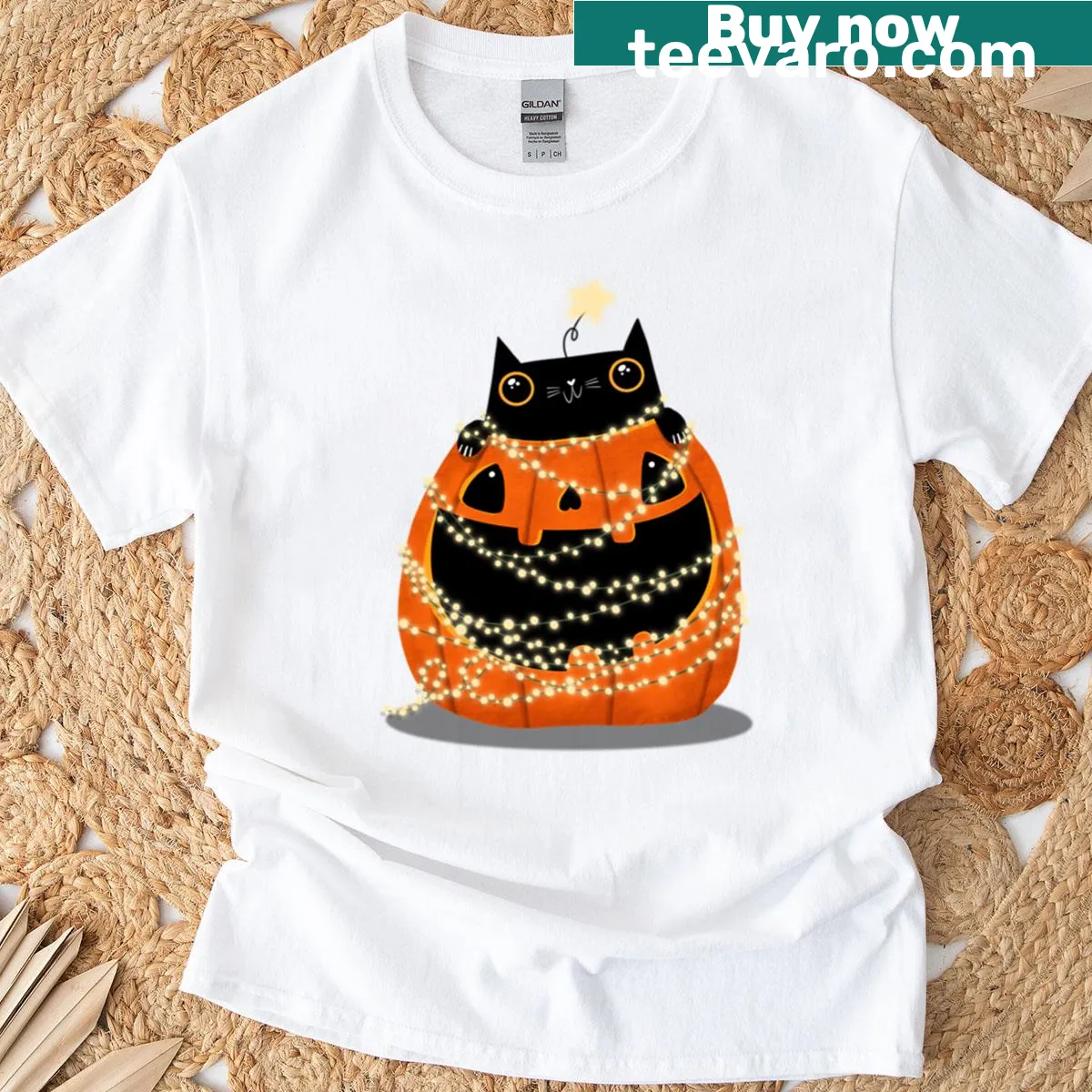Whimsical spooky T-shirt with sparkling elements for a fun Halloween vibe — on a men's t-shirt