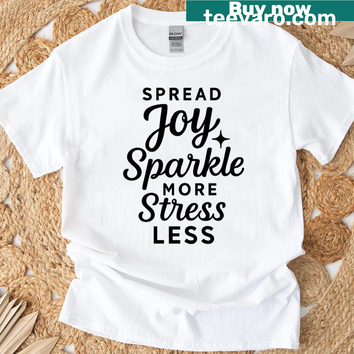 Inspirational typography t-shirt with a joyful message — on a men's t-shirt