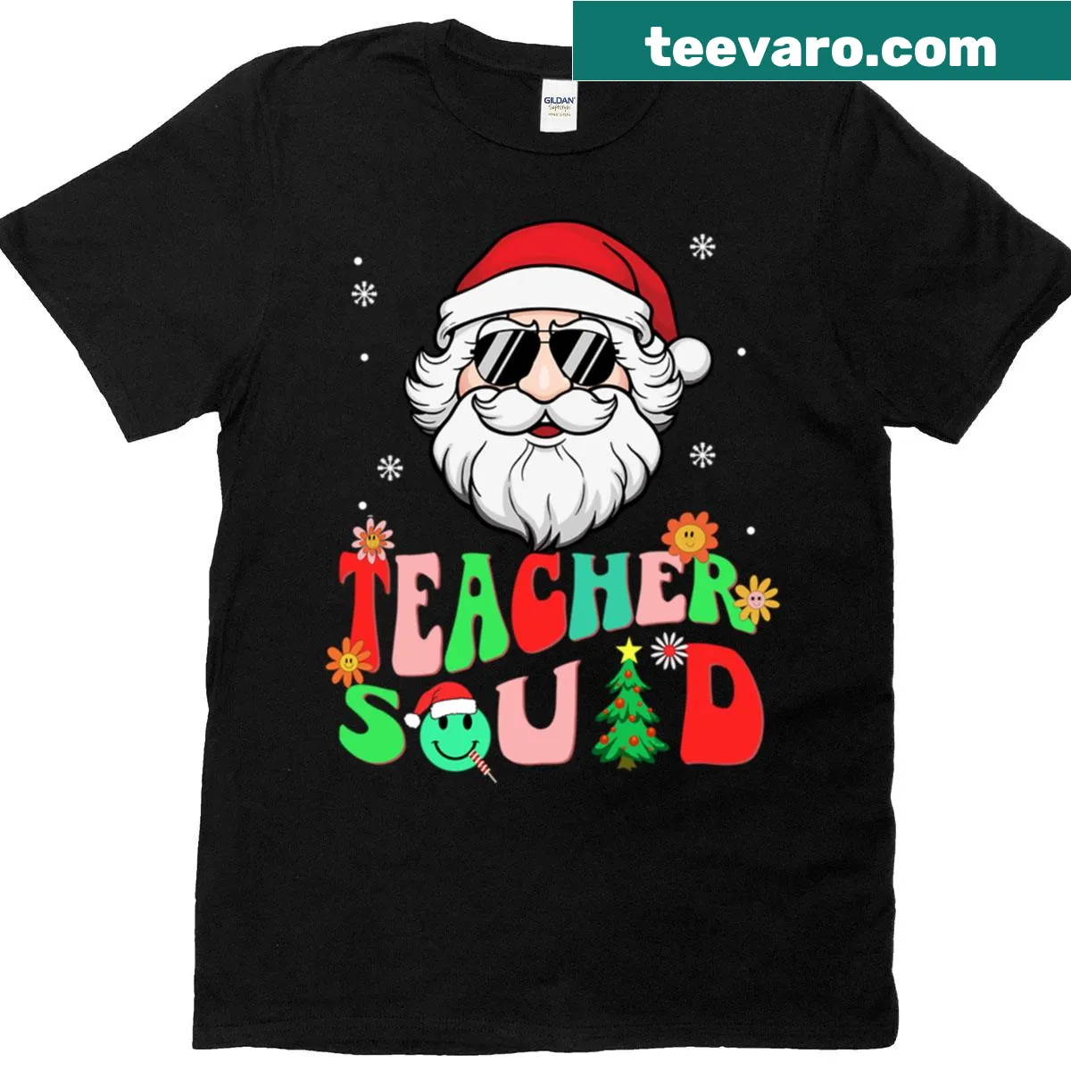 Festive Santa graphic shirt for teachers celebrating the holiday spirit — on a men's t-shirt