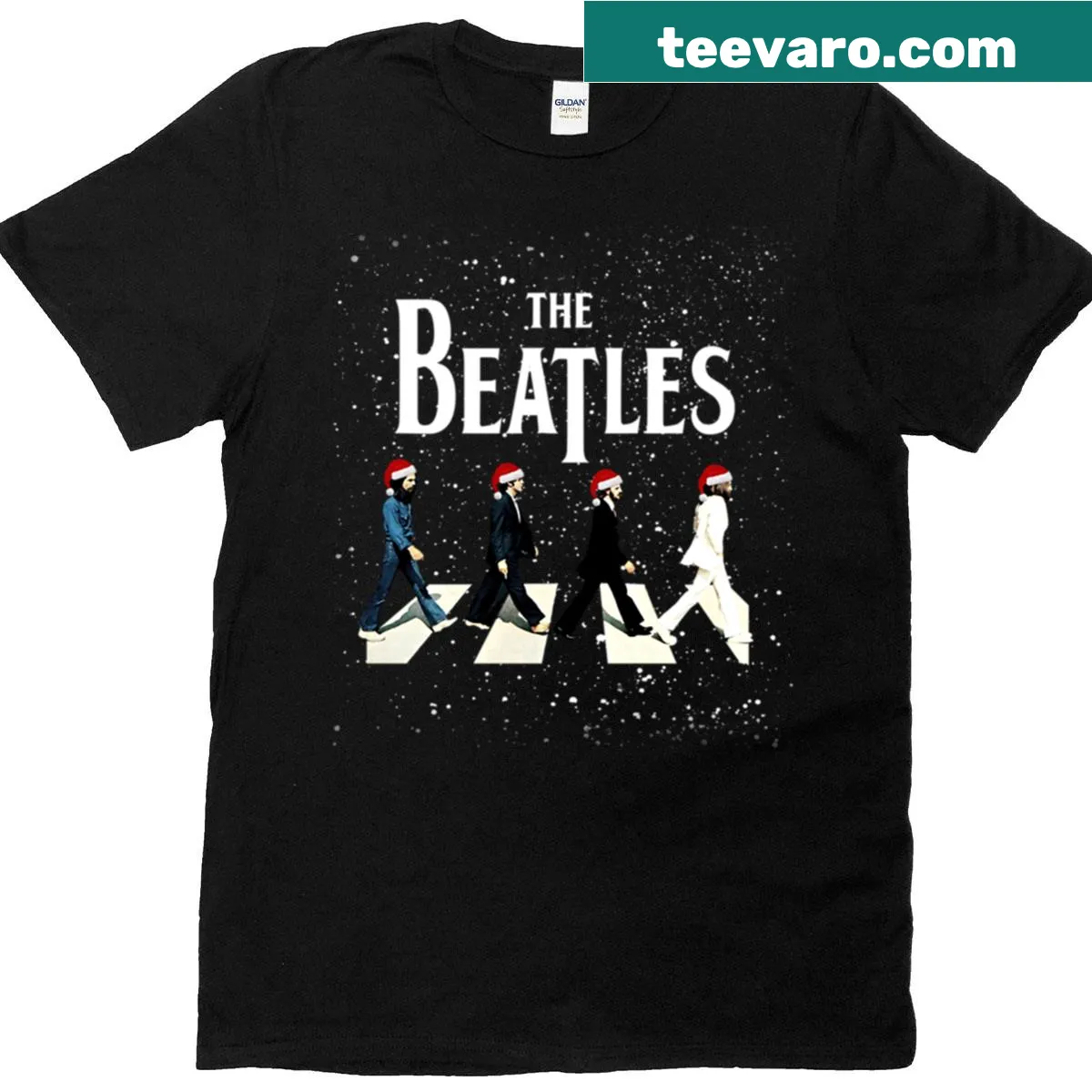 Festive t-shirt with 'The Batls The Bbey Road' wording for Christmas — on a men's t-shirt