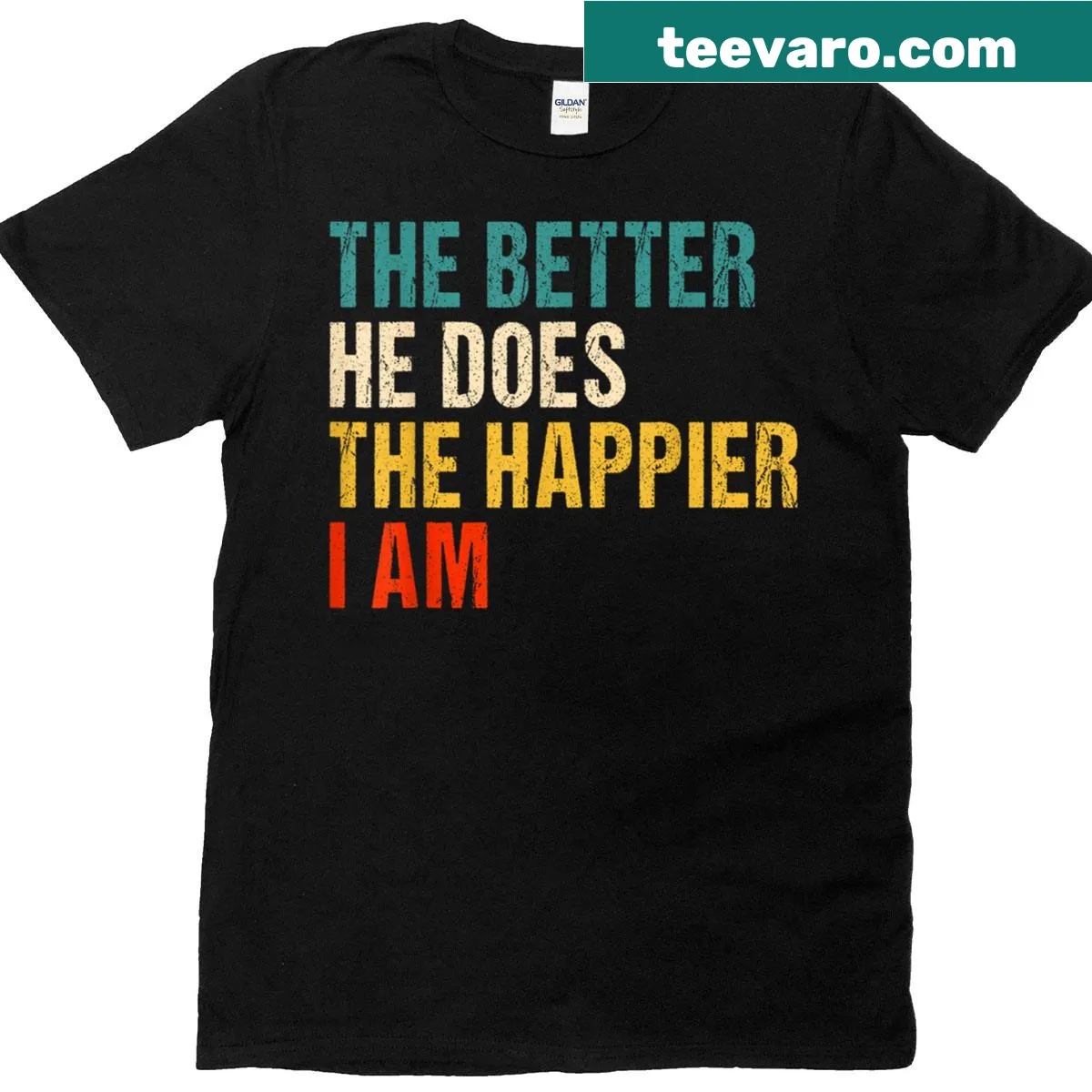T-shirt featuring a supportive phrase about happiness — on a men's t-shirt