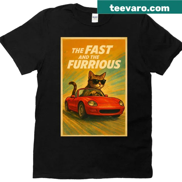 Fun t-shirt featuring furry friends in action with a playful design