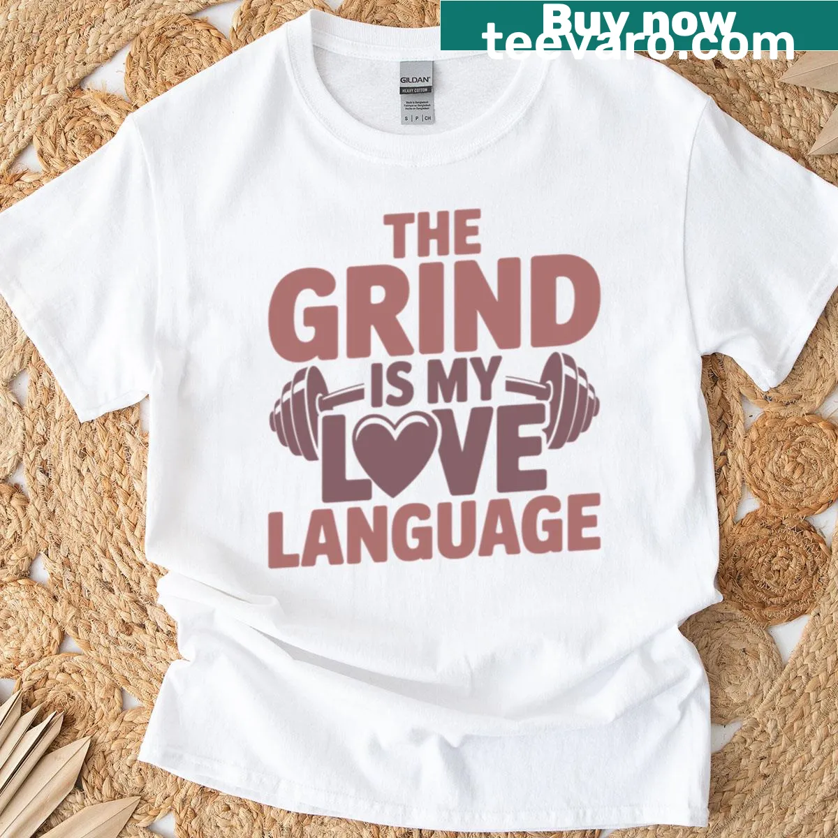 Typography t-shirt with 'The Grind Is My Love Language' text — on a men's t-shirt