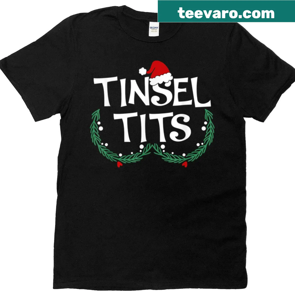 Funny Tinsel Tits Christmas T-shirt for women — on a men's t-shirt