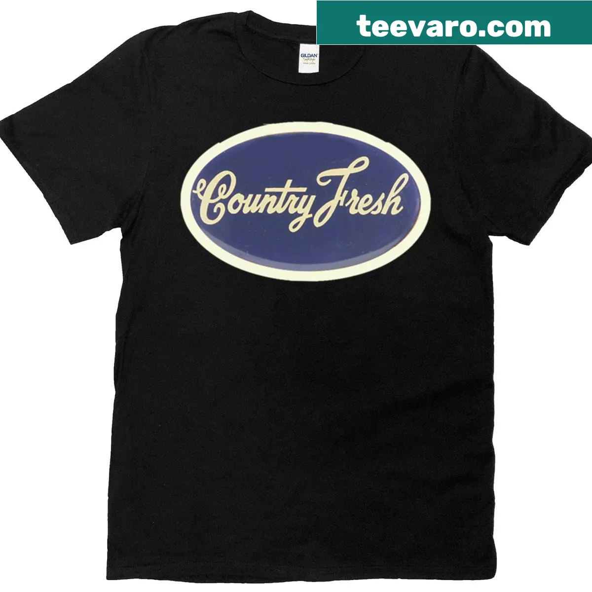 Vintage-style T-shirt with country imagery graphic — on a men's t-shirt