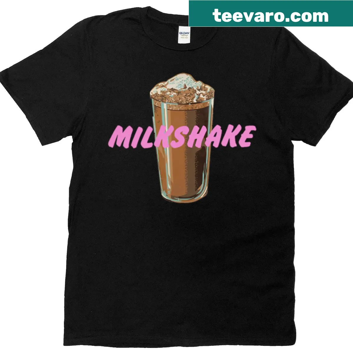 Vintage-style T-shirt featuring a milkshake graphic — on a men's t-shirt