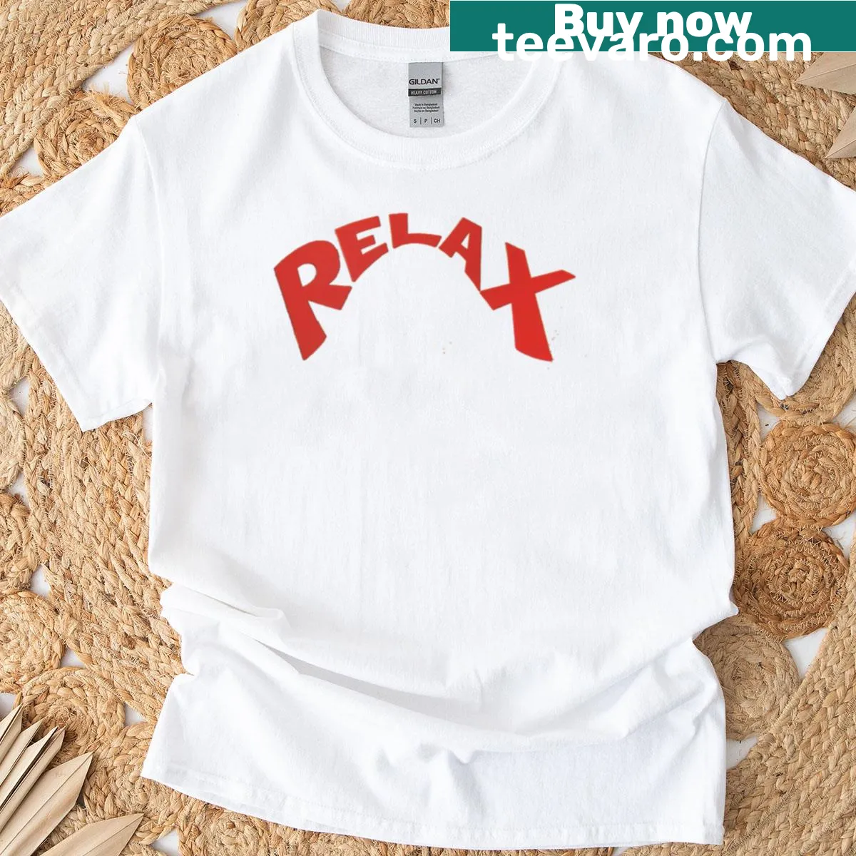 Typography graphic promoting relaxation on a casual T-shirt — on a men's t-shirt