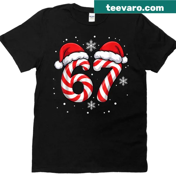 Funny holiday t-shirt for kids featuring Santa and candy canes