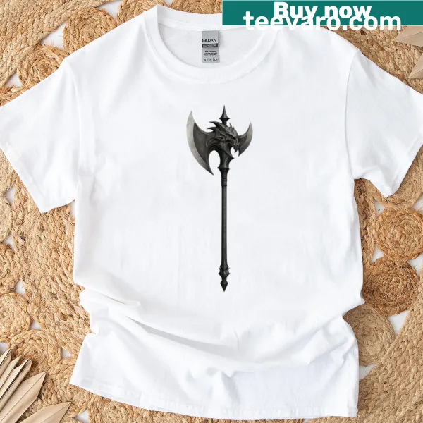 Warrior axe graphic printed on a t-shirt