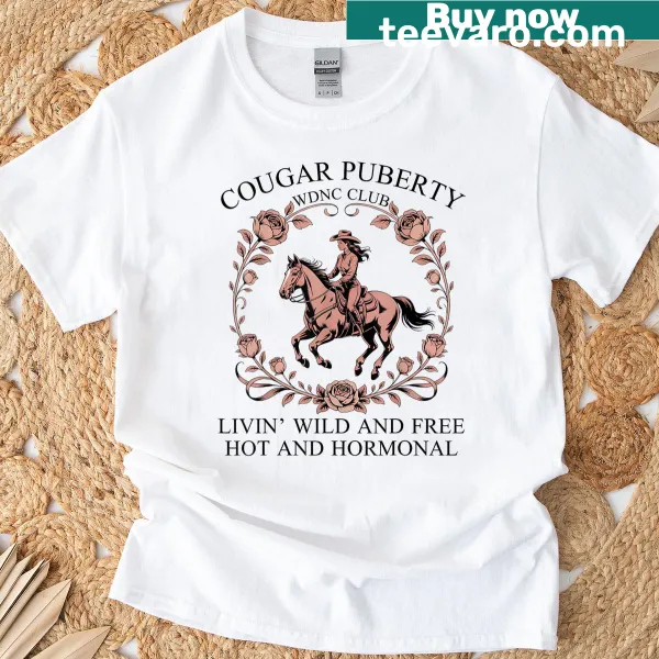 Wdnc Club T-shirt featuring a stylized cougar and humorous text