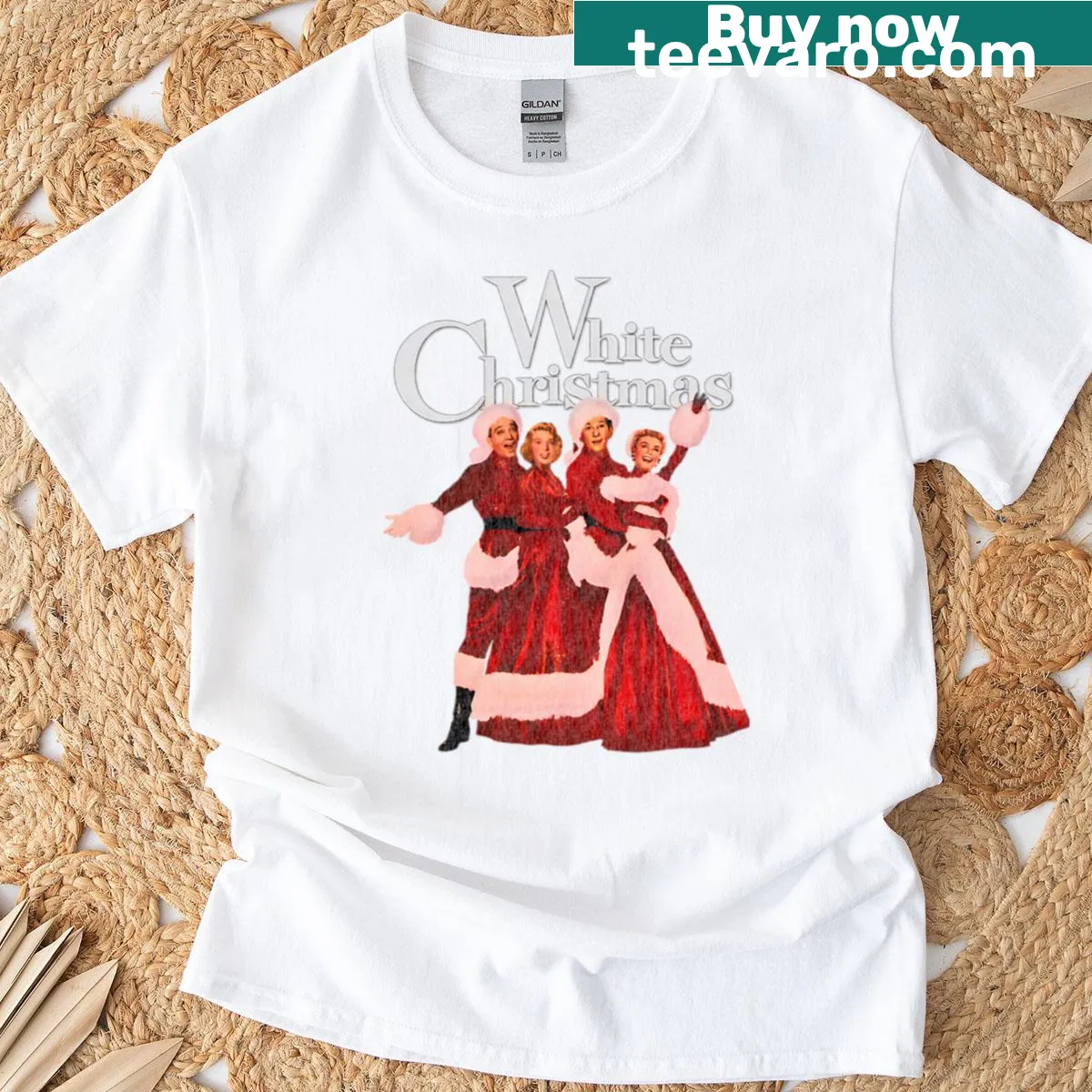Simple typography shirt featuring the phrase 'White Christmas' — on a men's t-shirt