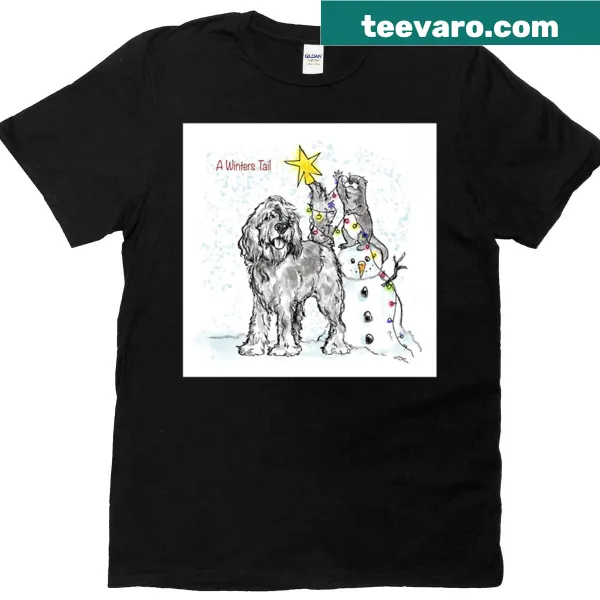 T-shirt featuring an artistic winter landscape design