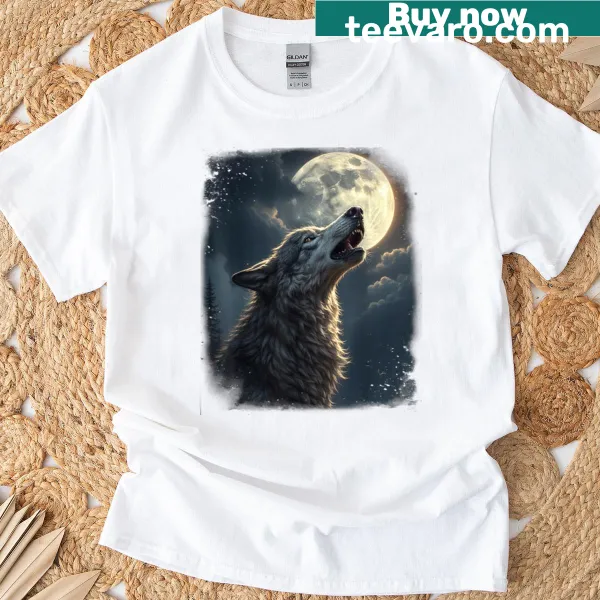 T-shirt featuring a beautiful illustration of a full moon in the night sky