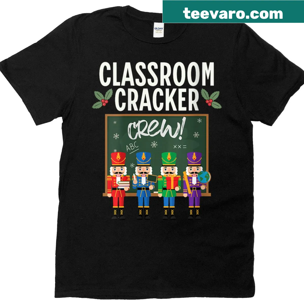 Festive nutcracker-themed t-shirt for teachers with a whimsical design — on a men's t-shirt