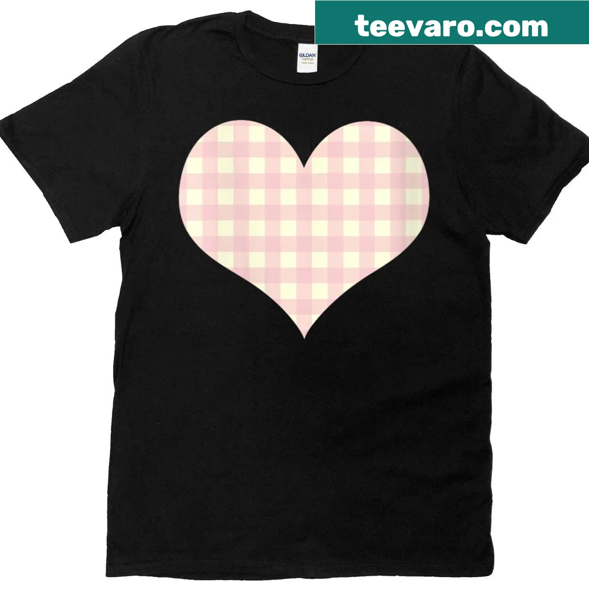Cute checkered pattern graphic T-shirt for women — on a men's t-shirt