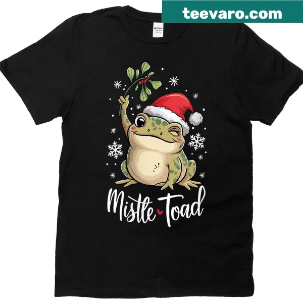 Cute holiday T-shirt with a mistletoe toad graphic