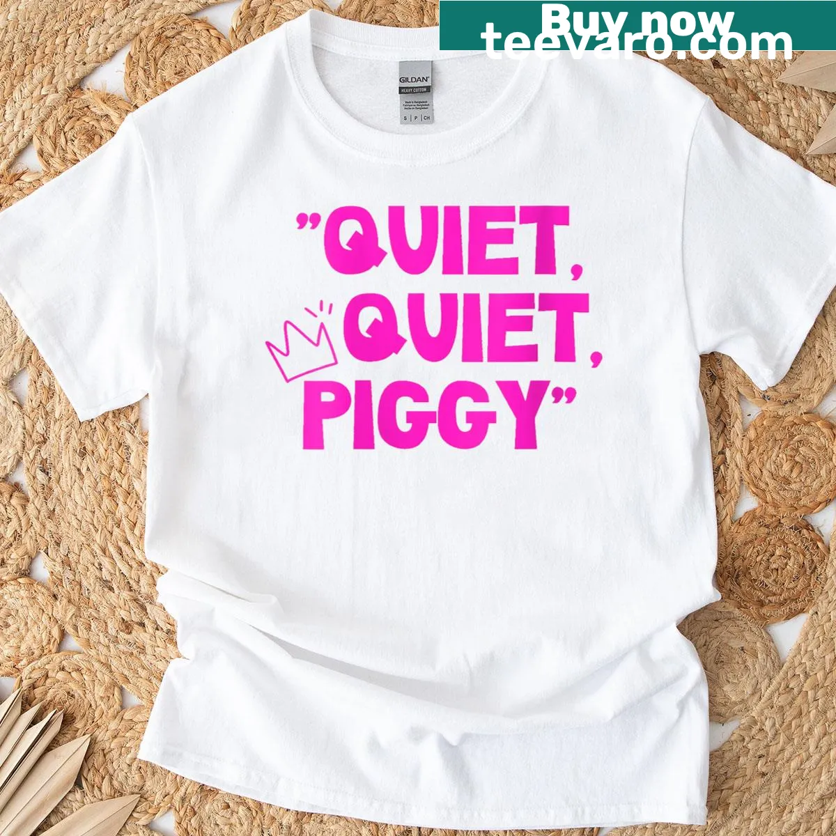 Cute graphic of a quiet pig on women's t-shirt — on a men's t-shirt