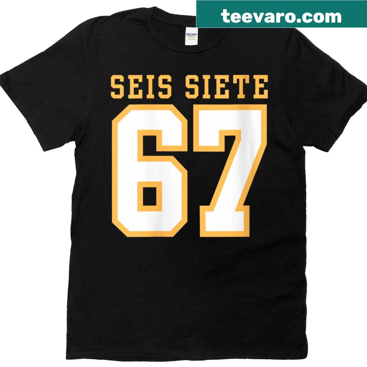 Funny T-shirt featuring the 'Seis Siete' meme for students and teachers — on a men's t-shirt