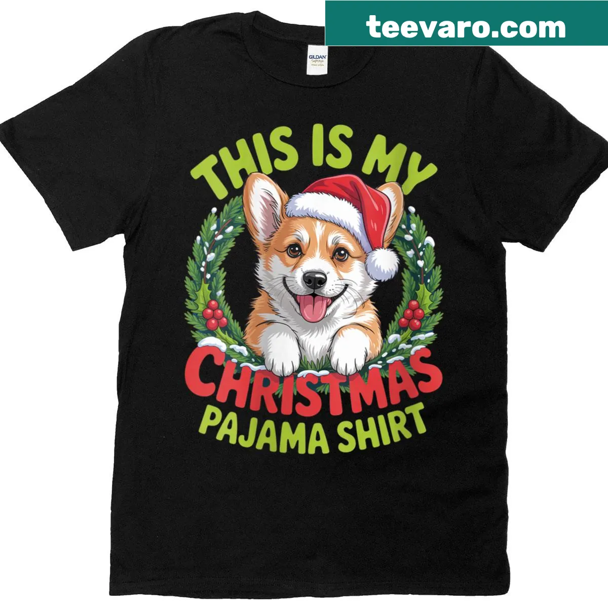 Cute Christmas pajamas T-shirt for dog lovers with fun typography — on a men's t-shirt
