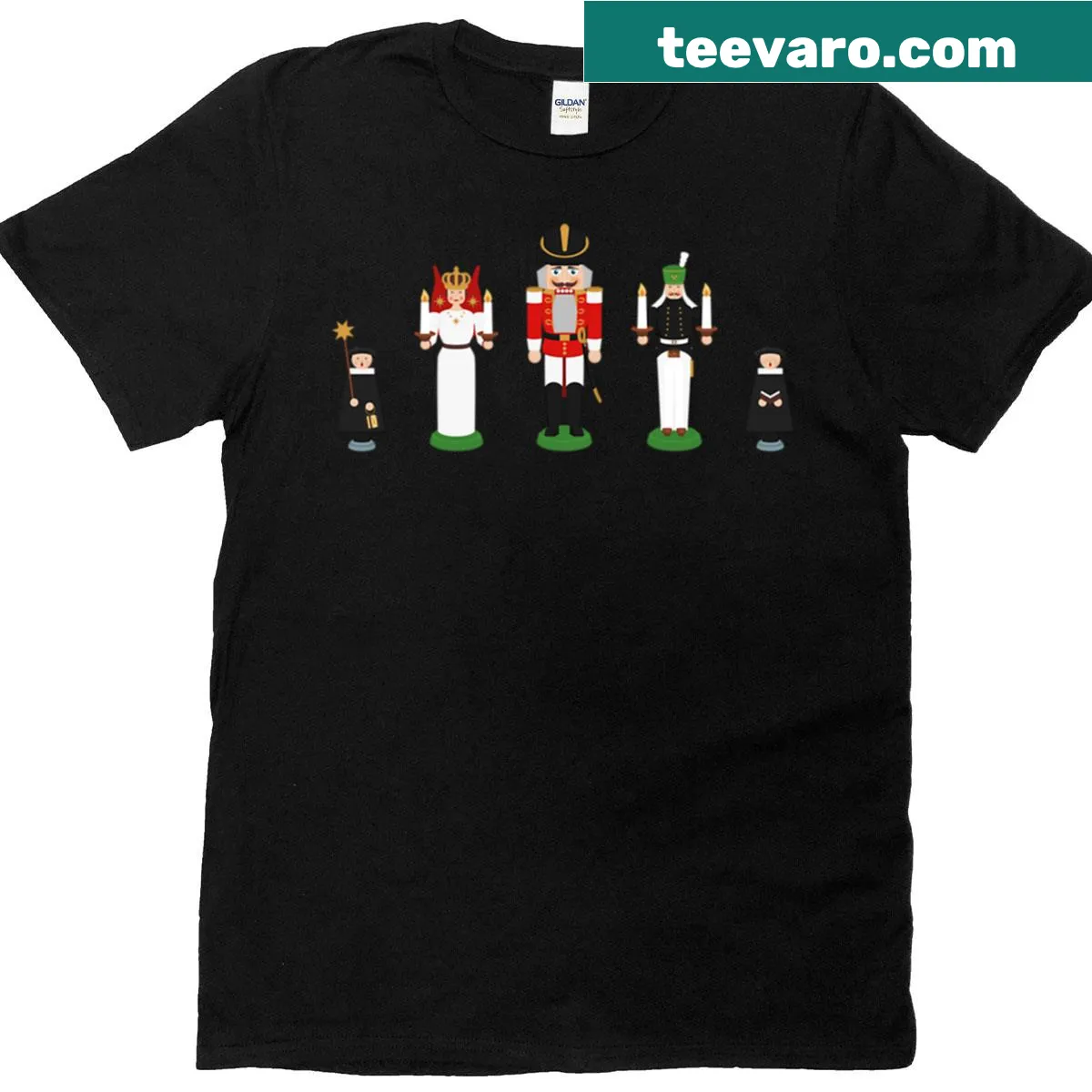 Oversized t-shirt featuring Erzgebirge wooden figures design — on a men's t-shirt