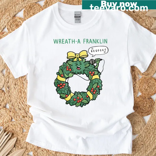 Playful wreath design on Wreath-a Franklin T-shirt