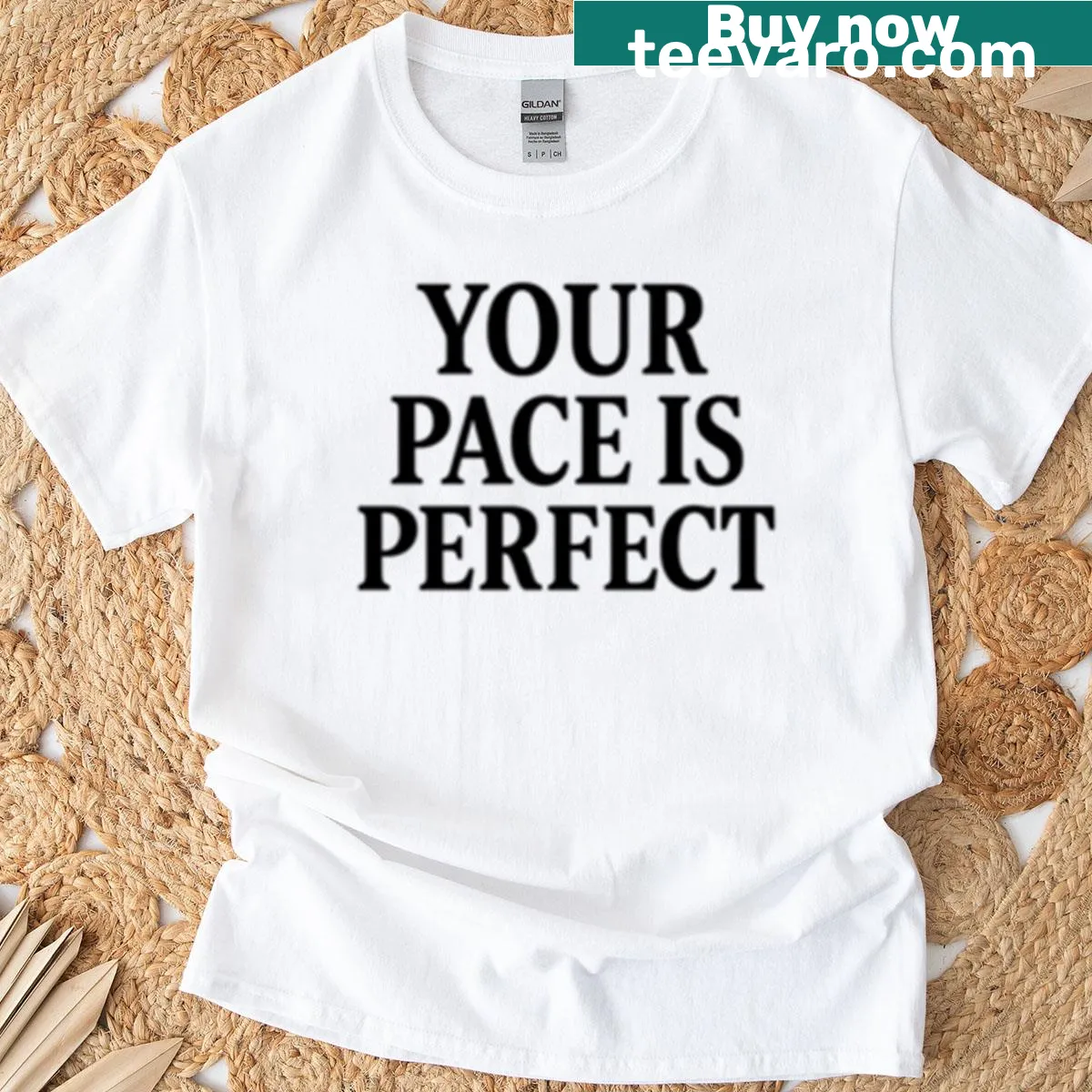 Motivational quote 'Your Pace Is Perfect' on a minimalist t-shirt — on a men's t-shirt