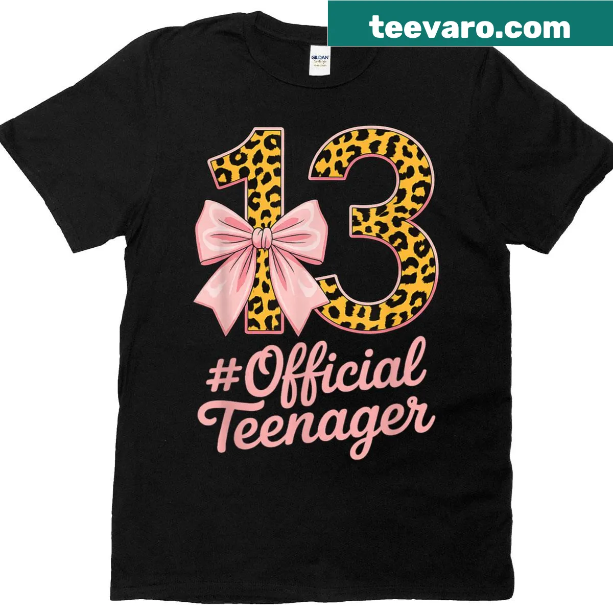 T-shirt for a 13th birthday featuring leopard print design — on a men's t-shirt