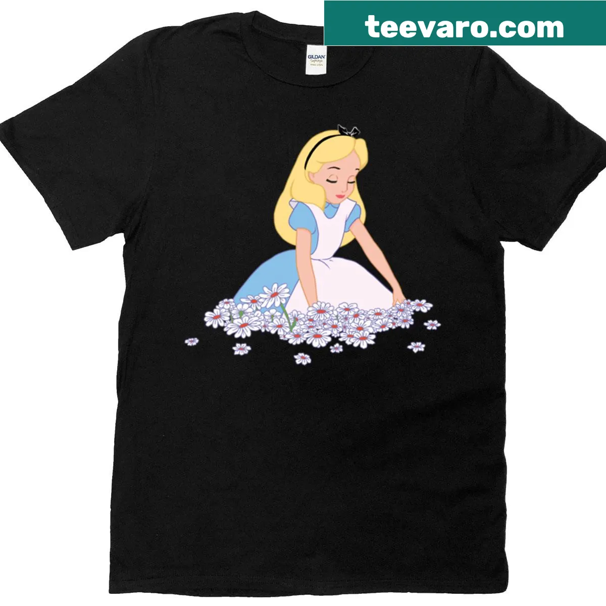 Whimsical Alice in Wonderland T-shirt with enchanting illustrations — on a men's t-shirt