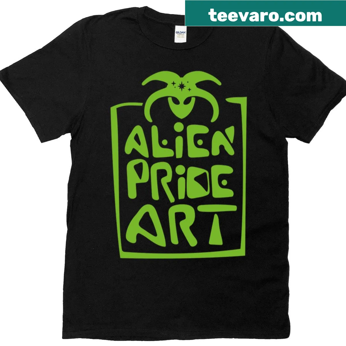 Alien Pride art logo t-shirt celebrating inclusivity — on a men's t-shirt