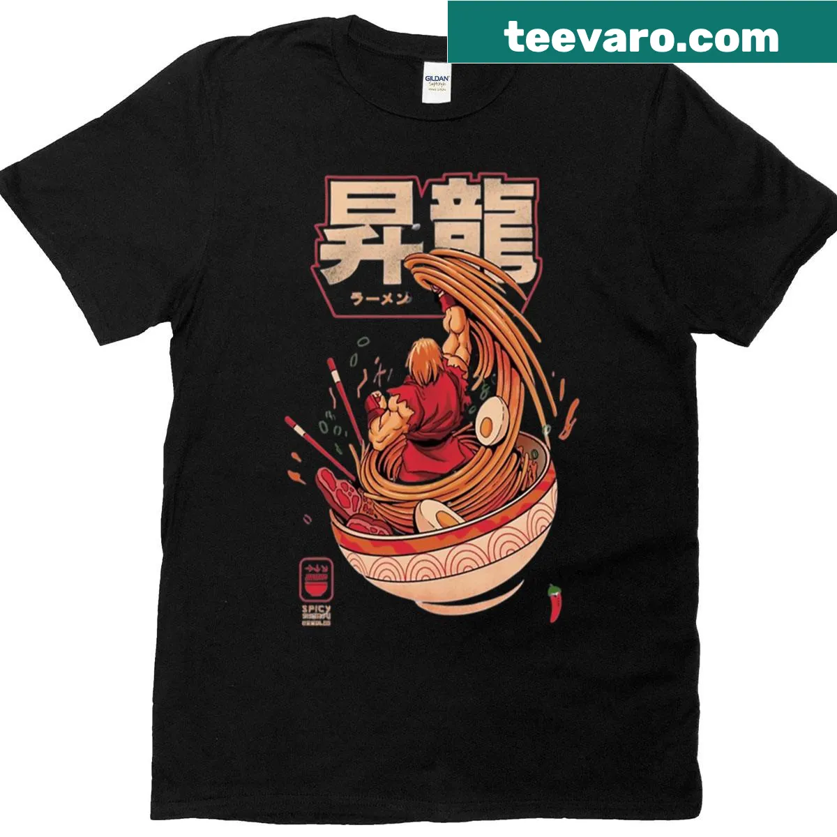 Funny gaming and ramen bowl graphic on a T-shirt — on a men's t-shirt
