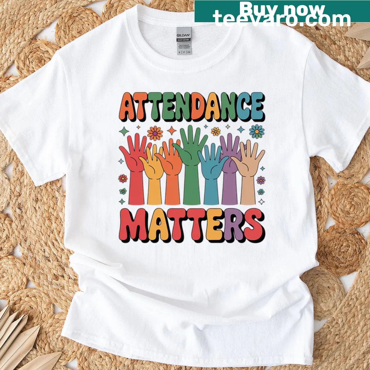 T-shirt promoting the importance of attendance in schools — on a men's t-shirt