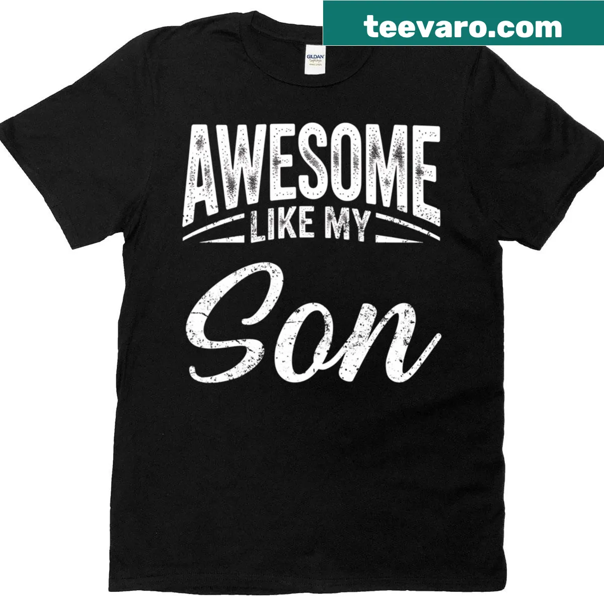 Funny Father's Day T-shirt with text 'Awesome Like My Son' — on a men's t-shirt