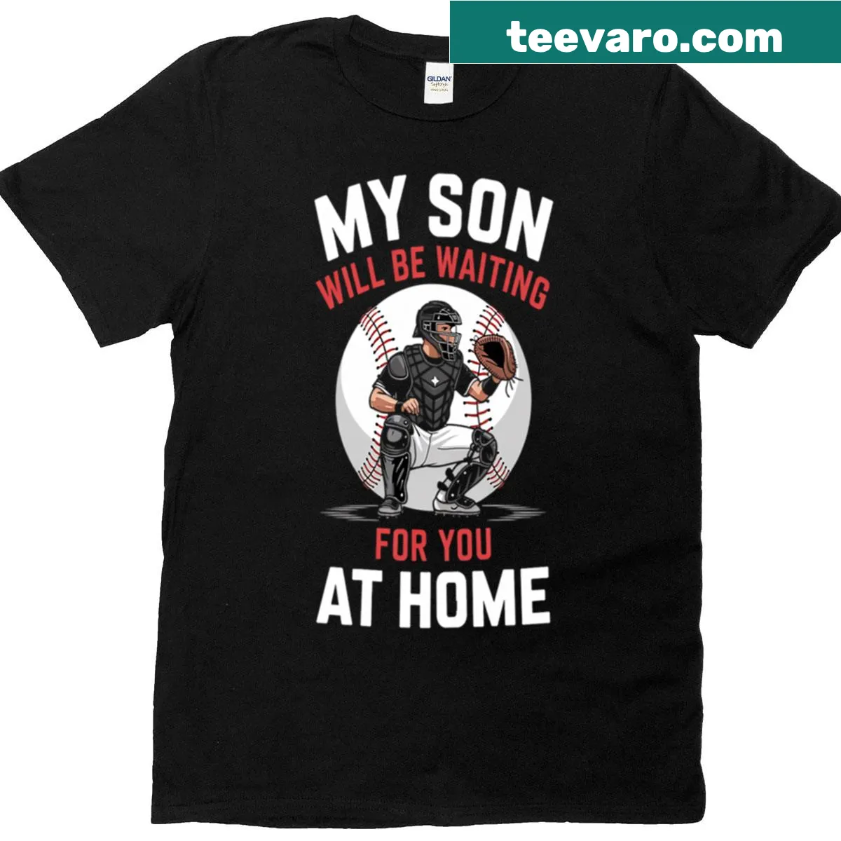 T-shirt for baseball catcher coaches with sports graphic — on a men's t-shirt
