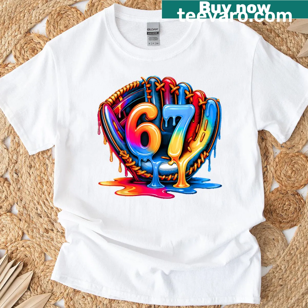Illustration of an ice cream cone wearing a baseball cap on a t-shirt — on a men's t-shirt