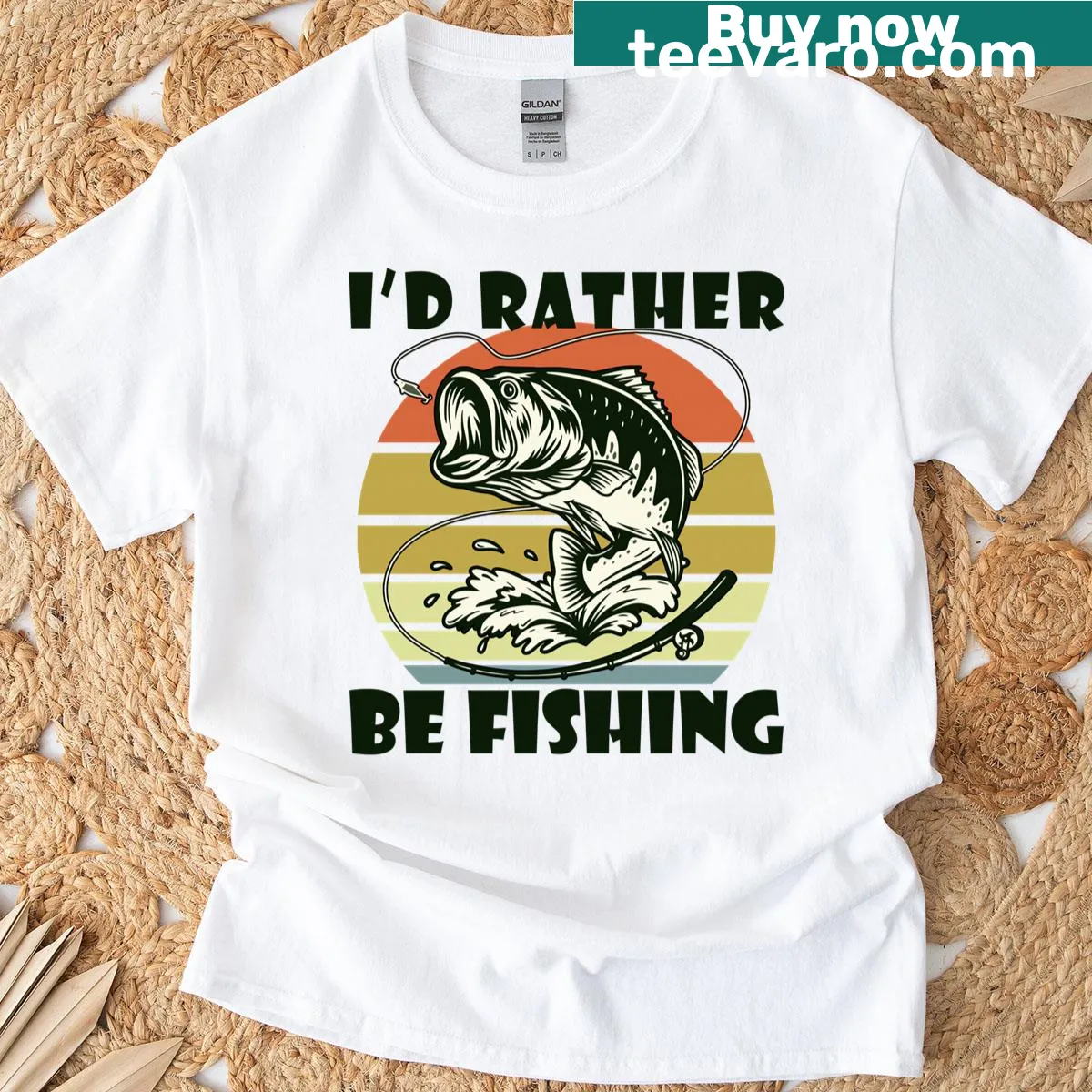 Playful T-shirt stating I'd Rather Be Fishing for dads — on a men's t-shirt