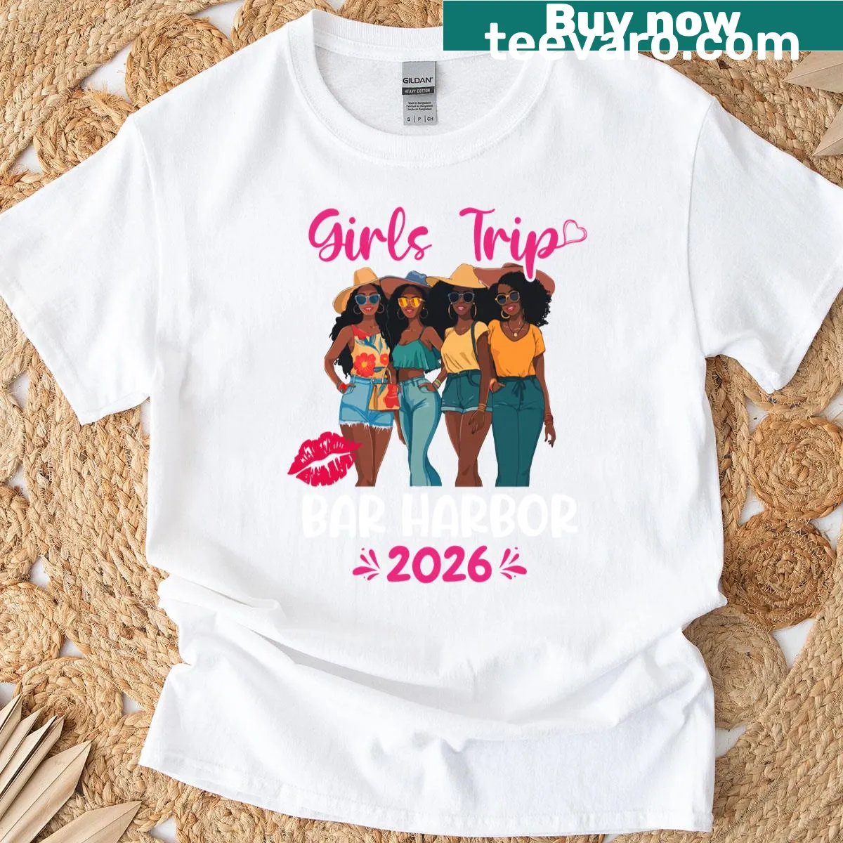 Matching vacation t-shirt design for a trip to Bar Harbor — on a men's t-shirt