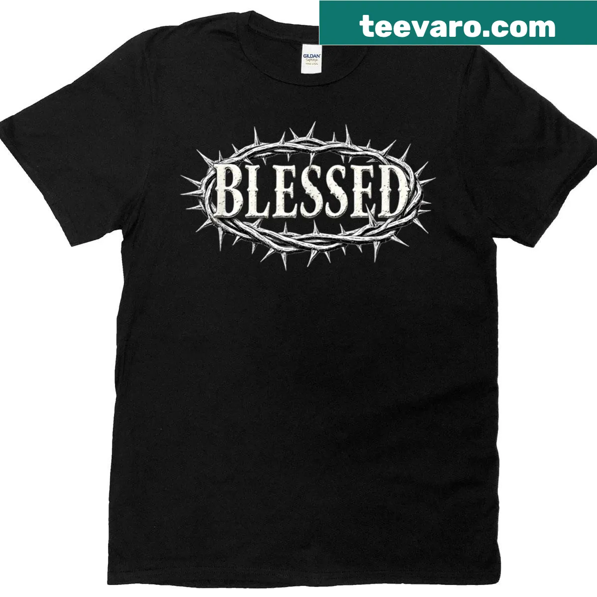 Inspirational t-shirt with 'Blessed' text for faith believers — on a men's t-shirt