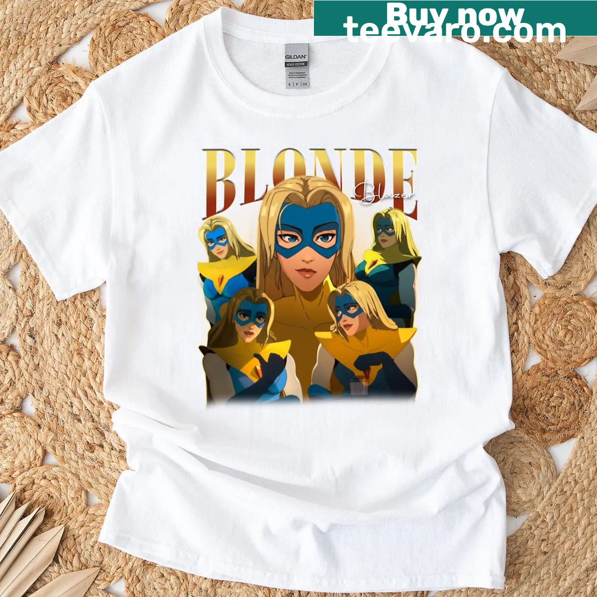 Vintage T-shirt featuring Blonde Blazer Dispatch game design — on a men's t-shirt