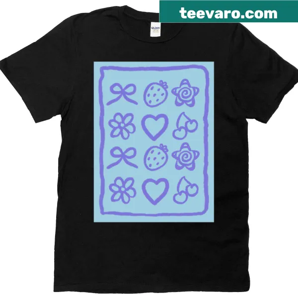 Playful blueberry graphic t-shirt