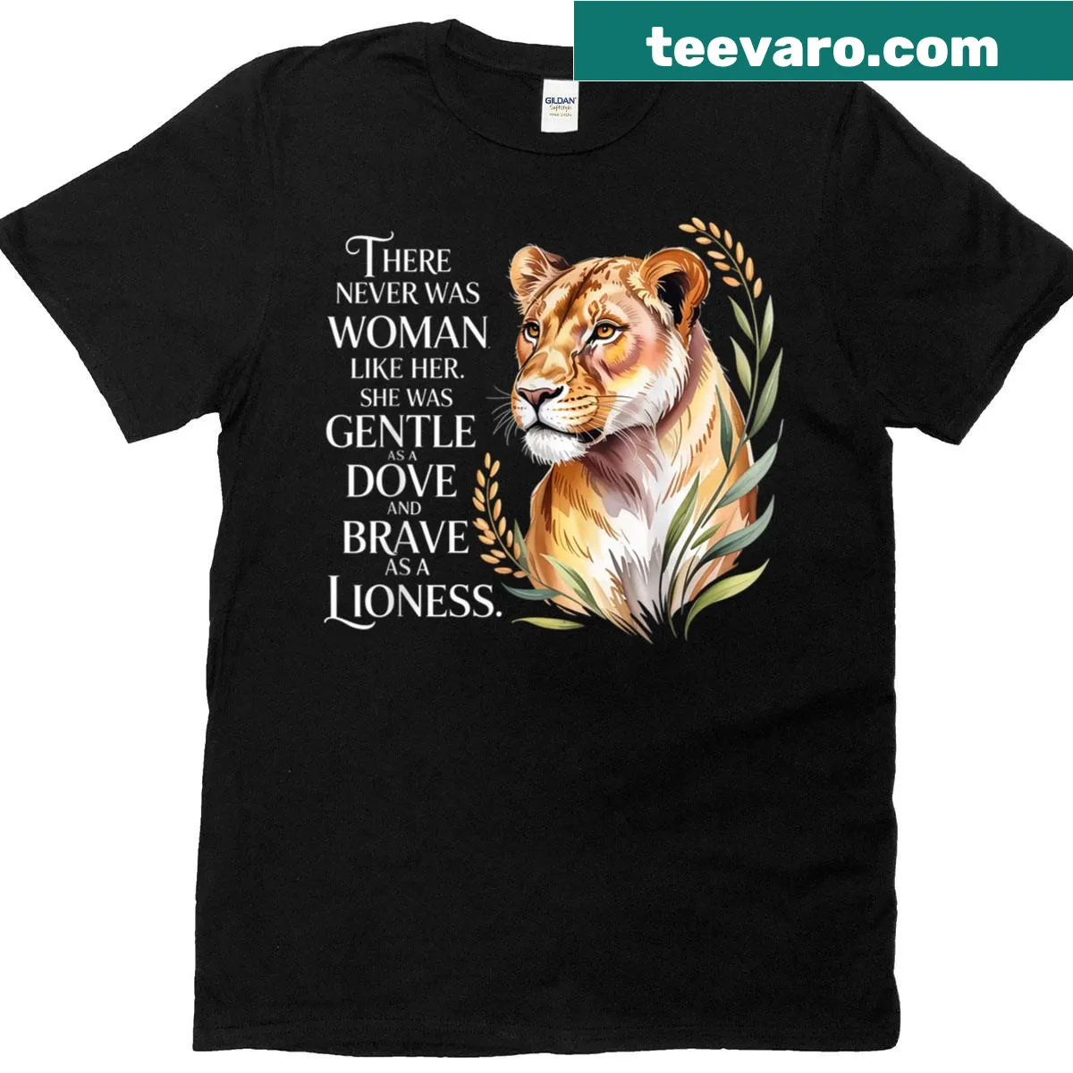 Illustrative t-shirt featuring a lioness, symbolizing strength — on a men's t-shirt