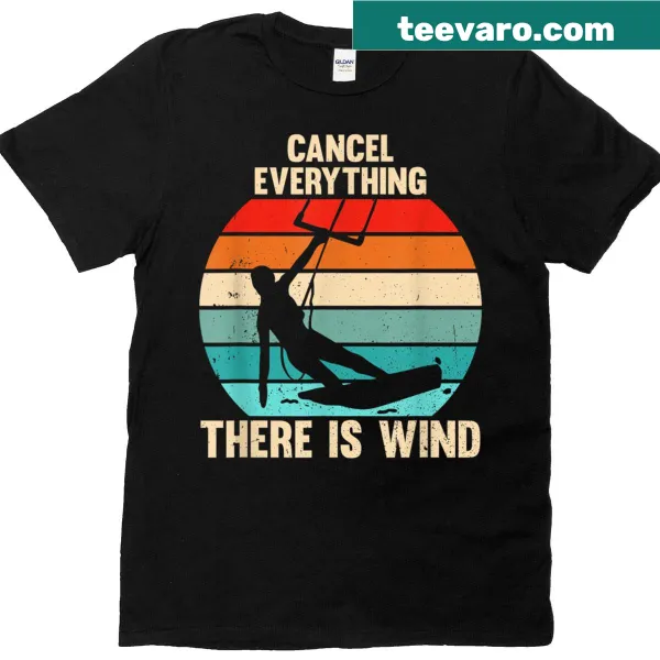 Kitesurfing t-shirt with playful text about wind