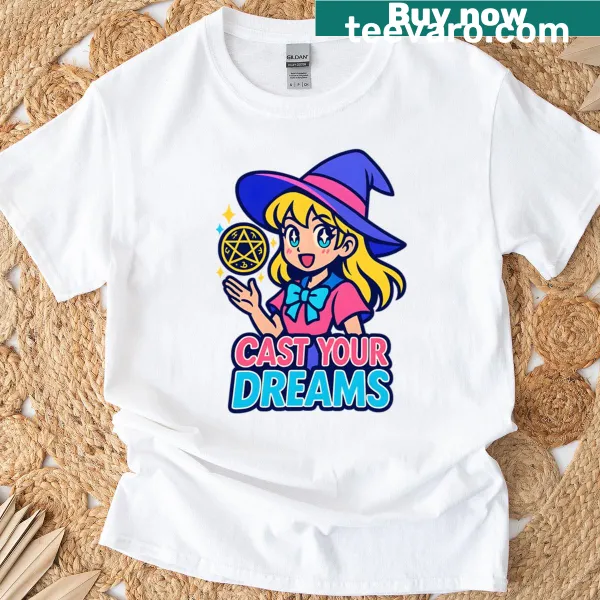 Illustration of a cute magical girl from anime casting dreams